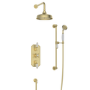 Brushed Brass 2 Outlet  Wall Mounted Thermostatic Mixer Shower Set with Hand Shower - Cambridge