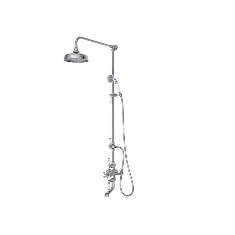 GRADE A1 - Chrome Traditional Thermostatic Mixer Shower Set with Bath Filler Spout- Slide Rail Kit & Hand Shower - Camden