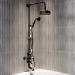 Black Traditional Thermostatic Bath Mixer Shower Set with Bath Filler Spout - Slide Rail Kit & Hand Shower - Camden