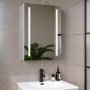 GRADE A1 - Single Door Chrome Bathroom Mirror Cabinet with Battery Operated Lights 500 x 700mm - Capricorn