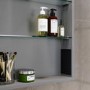 GRADE A1 - Single Door Chrome Bathroom Mirror Cabinet with Battery Operated Lights 500 x 700mm - Capricorn