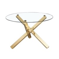 Round Glass Top Dining Table with Gold Legs - Capri Round Glass Top Dining Table with Gold Legs - Capri