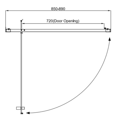 Carina 900mm 6mm Hinged Door