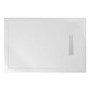 GRADE A1 - 1200x800mm Rectangular Low-Profile Shower Tray 25mm with Linear Waste - White Stone Resin - Cascade