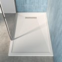 A1/CAS120X90 GRADE A1 - 1200x900mm Rectangular Low-Profile Shower Tray 25mm with Linear Waste - White Stone Resin - Cascade