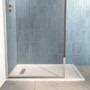 GRADE A1 - 1200x900mm Rectangular Low-Profile Shower Tray 25mm with Linear Waste - White Stone Resin - Cascade