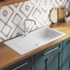 Single Bowl Inset White Ceramic Kitchen Sink with Reversible Drainer - Rangemaster Austell