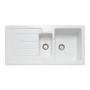 1.5 Bowl Inset White Ceramic Kitchen Sink with Reversible Drainer - Rangemaster Austell