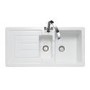 1.5 Bowl Inset White Ceramic Kitchen Sink with Reversible Drainer - Rangemaster Austell