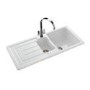 1.5 Bowl Inset White Ceramic Kitchen Sink with Reversible Drainer - Rangemaster Austell