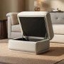 Cream Chenille Ottoman Storage Footstool - Caleb