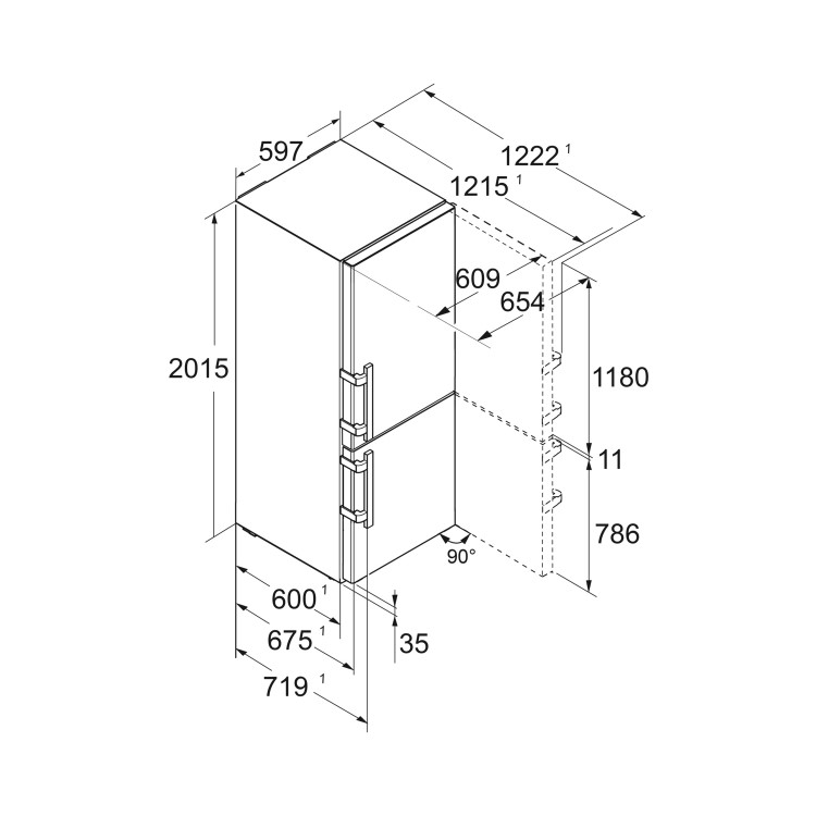 Liebherr 362 Litre Freestanding Fridge Freezer With DuoCooling - BlackSteel