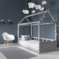 Coco Kids House Bed Frame in Light Grey