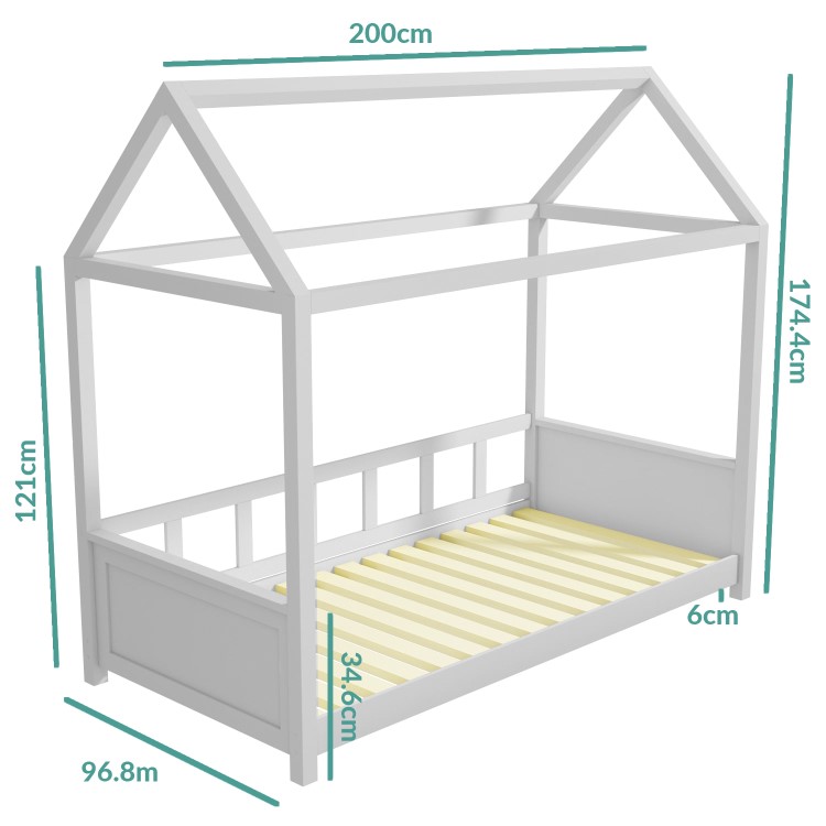 Coco Kids House Bed Frame in Light Grey