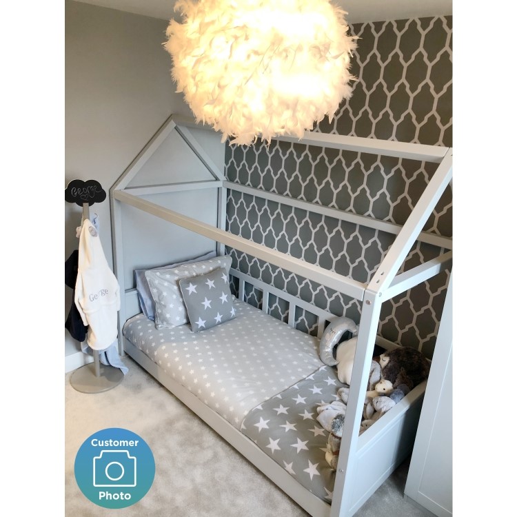 Coco Kids House Bed Frame in Light Grey
