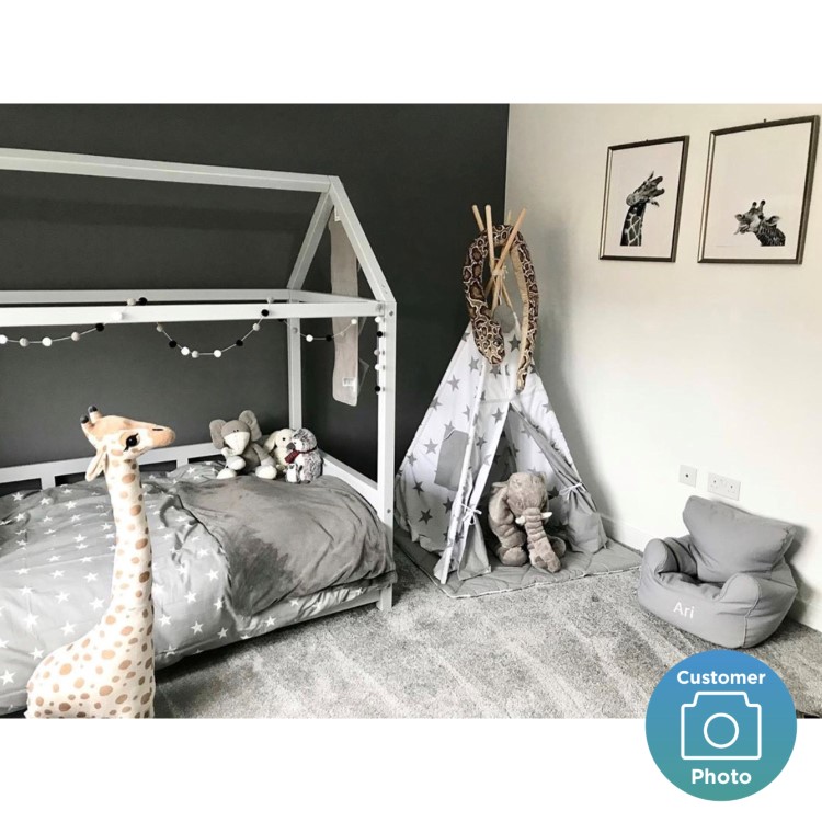 Coco Kids House Bed Frame in Light Grey