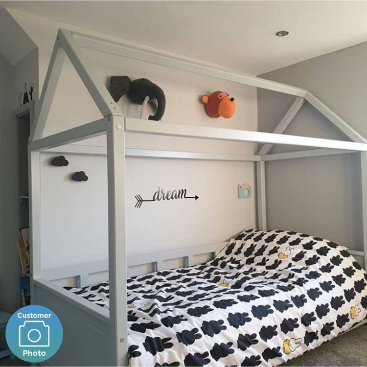 Coco Kids House Bed Frame in Light Grey
