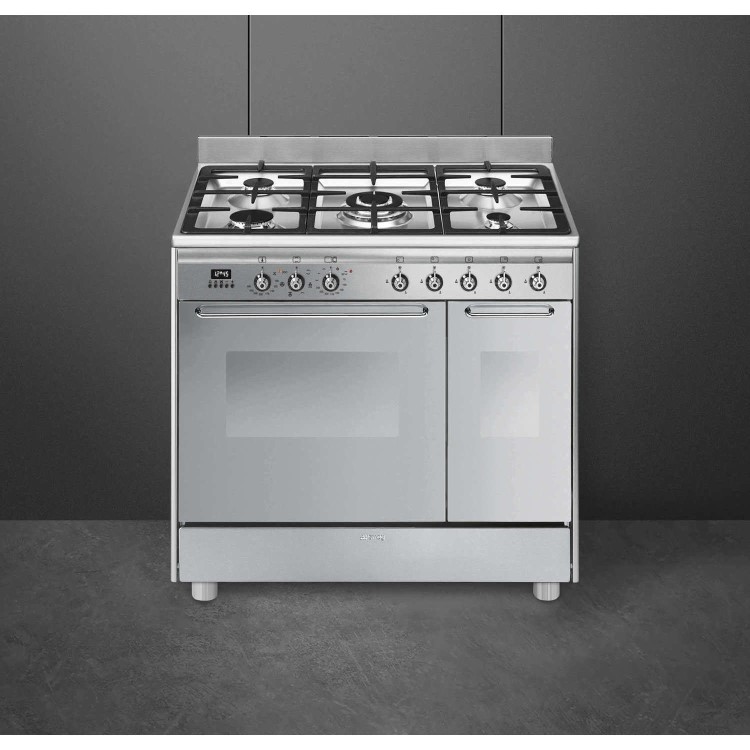 Smeg Cucina 90cm Dual Fuel Range Cooker - Stainless Steel
