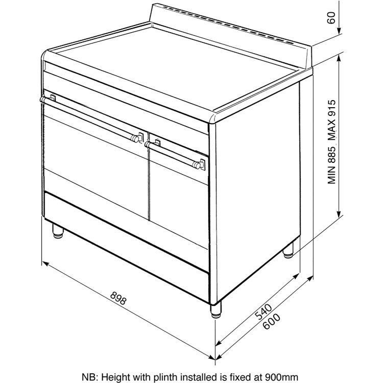 Refurbished Smeg CC92MX9 Cucina Double Cavity 90cm Dual Fuel Range Cooker - Stainless Steel