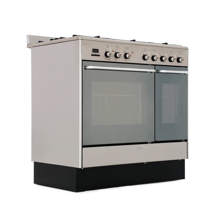 Refurbished Smeg Cucina CC92MX9 90cm Dual Fuel Range Cooker Stainless Steel