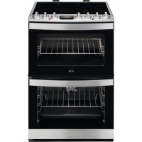 Refurbished AEG CCB6740ACM 60cm Double Oven Electric Cooker with Ceramic Hob Stainless Steel
