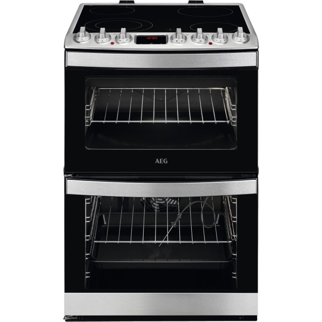AEG CCB6761ACM 60cm Double Oven Electric Cooker With Ceramic Hob - Stainless Steel
