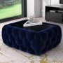 Small Rectangle Navy Velvet Ottoman Coffee Table - Clio