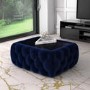 Small Rectangle Navy Velvet Ottoman Coffee Table - Clio