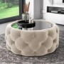 Cream Velvet Ottoman Coffee Table with Button Detail - Clio