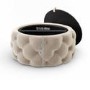 Cream Velvet Ottoman Coffee Table with Button Detail - Clio