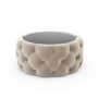 Cream Velvet Ottoman Coffee Table with Button Detail - Clio