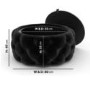 Small Round Black Velvet Ottoman Coffee Table with Glass Top - Clio