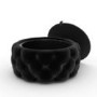 Small Round Black Velvet Ottoman Coffee Table with Glass Top - Clio