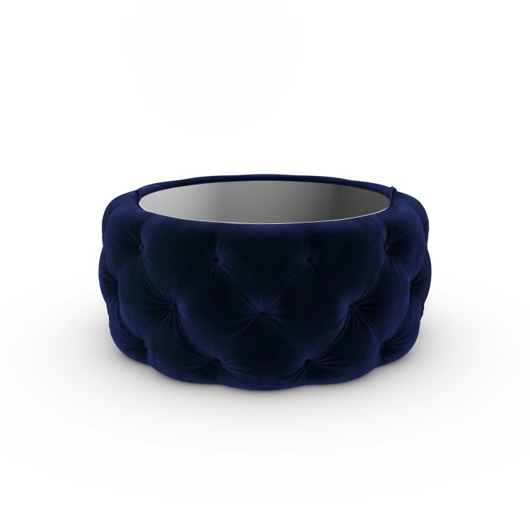 Navy Ottoman Coffee Table with Glass Top - Clio