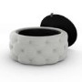 Round Grey Upholstered Ottoman Coffee Table - Clio