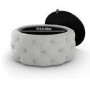Round Grey Upholstered Ottoman Coffee Table - Clio