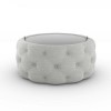 Round Grey Upholstered Ottoman Coffee Table - Clio