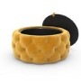 Large Round Mustard Velvet Ottoman Pouffe - Clio