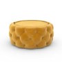 Large Round Mustard Velvet Ottoman Pouffe - Clio