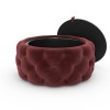 Large Round Red Velvet Ottoman Pouffe - Clio