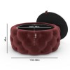 Large Round Red Velvet Ottoman Pouffe - Clio