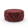 Large Round Red Velvet Ottoman Pouffe - Clio