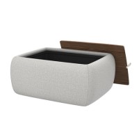 Rectangular Beige Upholstered Coffee Table with Storage - Clio