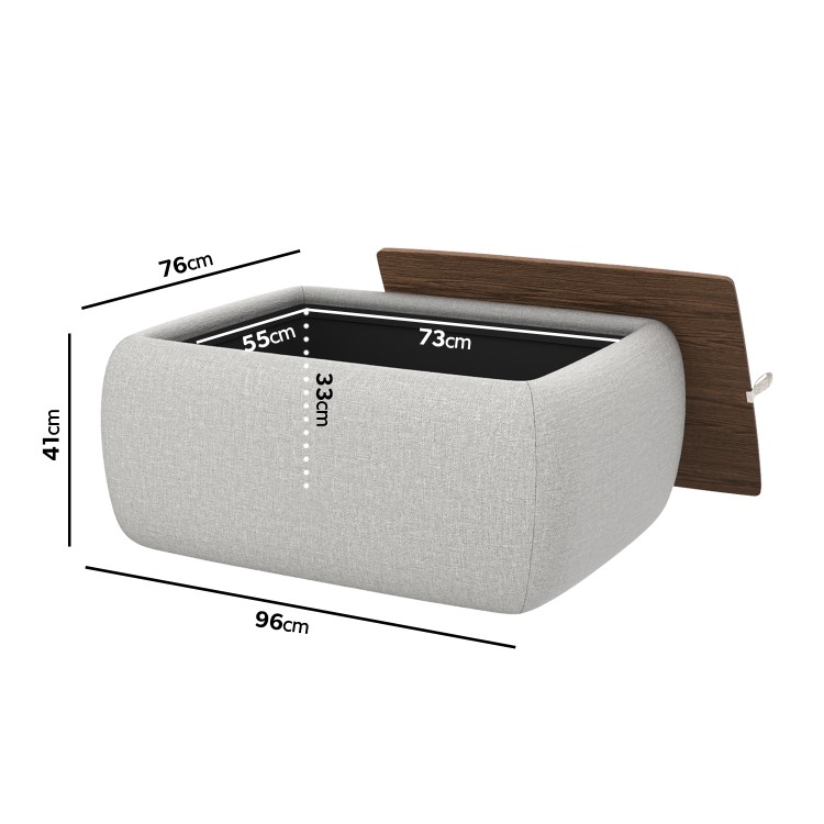 Rectangular Beige Upholstered Coffee Table with Storage - Clio