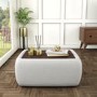 Rectangular Beige Upholstered Coffee Table with Storage - Clio
