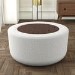 Round Beige Upholstered Coffee Table with Storage - Clio