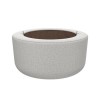 Round Beige Upholstered Coffee Table with Storage - Clio