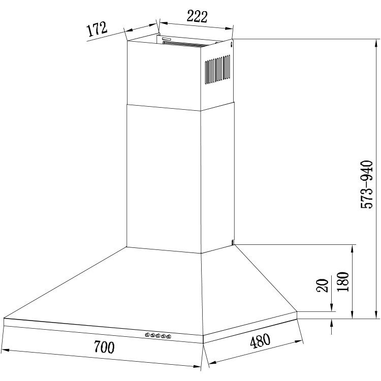 Candy 70cm Chimney Cooker Hood - Stainless Steel