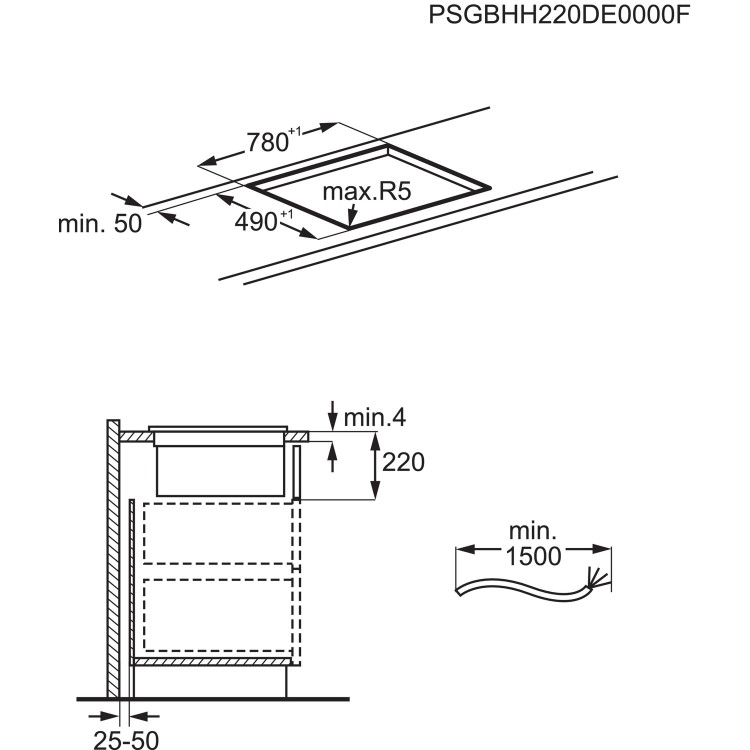 Refurbished AEG 8000 Series CCE84751FB 83cm 4 Zone Venting Induction Hob Recirculation Only