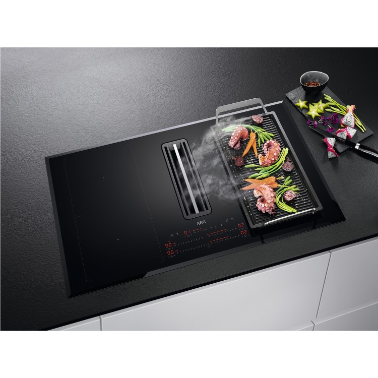 Refurbished AEG 8000 Series CCE84751FB 83cm 4 Zone Venting Induction Hob Recirculation Only